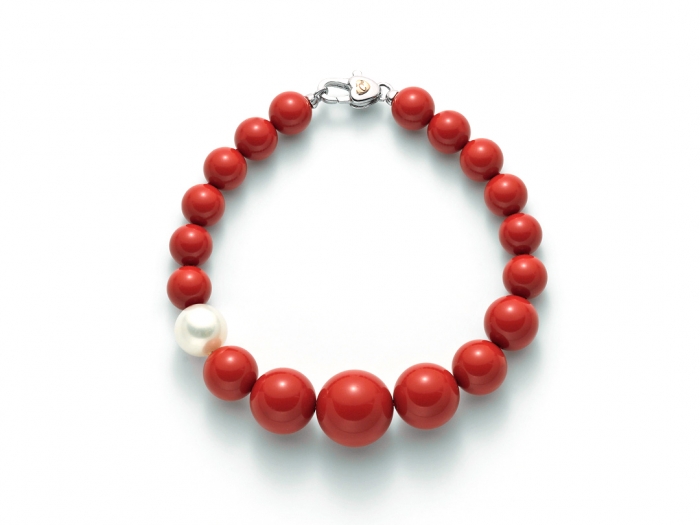 Bracciale Miluna in oro e argento con granuli di Corallo naturale collezione TERRA E MARE PBR1802V 