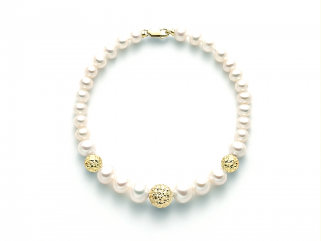 18K Yellow Gold and White Pearls Bracelet MILUNA