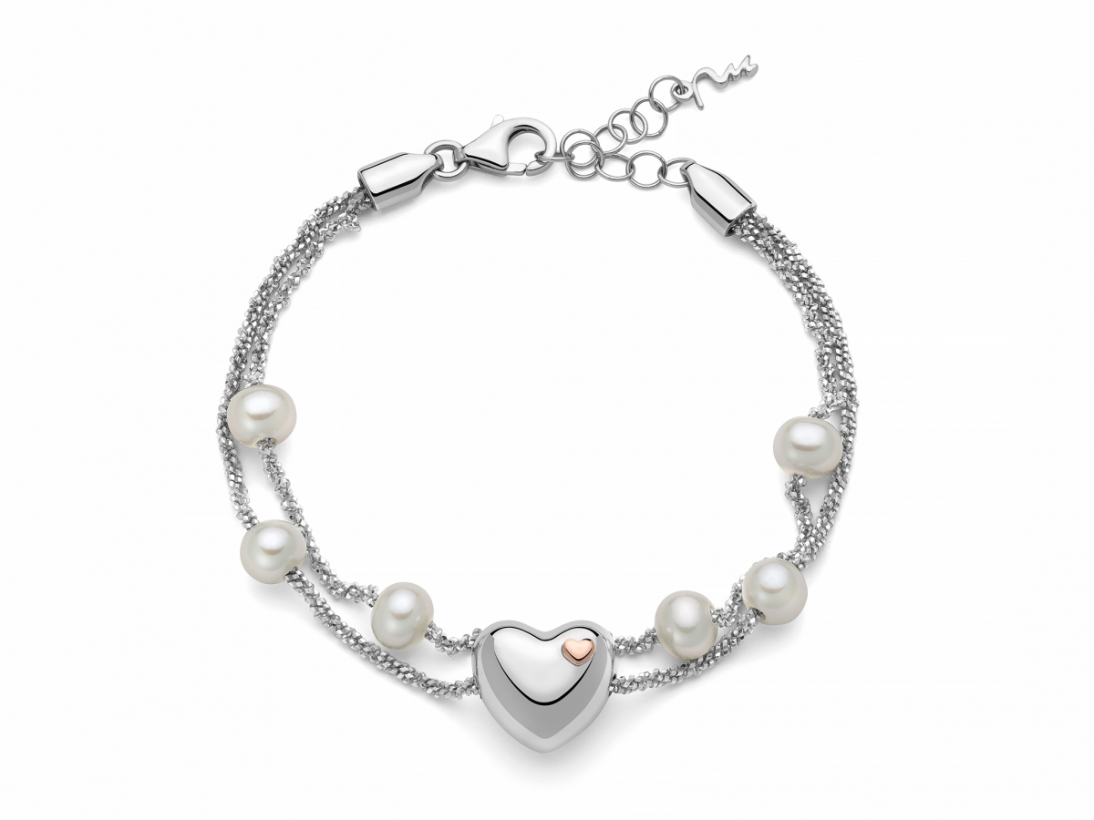 925K White Silver whit White Pearls Bracelet MILUNA