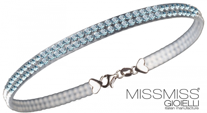 Bracciale MissMiss in argento e tappeto di cristalli Swarovski azzurro