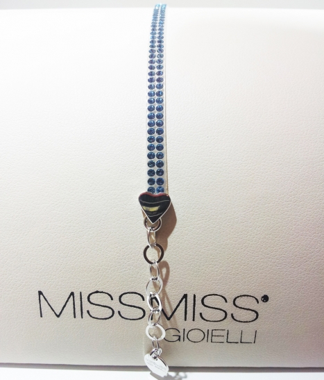 Bracciale MissMiss in argento e tappeto di cristalli Swarovski azzurro