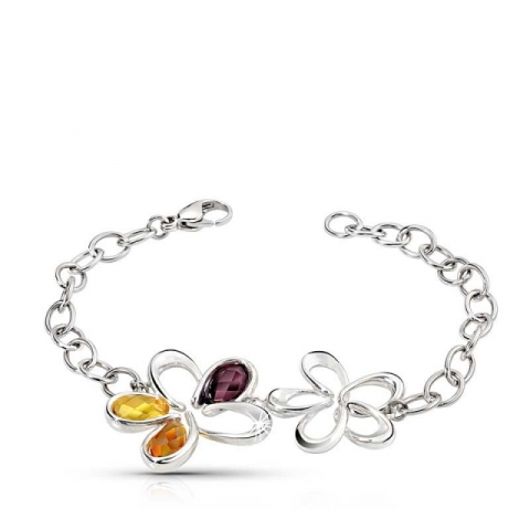 Bracciale Morellato Fleur siq07 in acciaio lucido e cristalli colorati