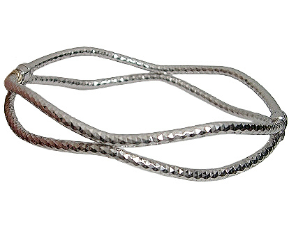 Bracciale rigido a 2 fili in oro bianco 18kt martellato