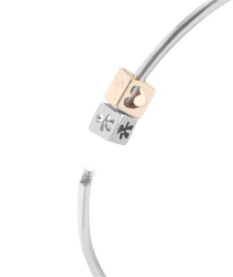 Bracciale rigido Le Bebè - i dadini - maschietto in argento con cuore in oro rosa