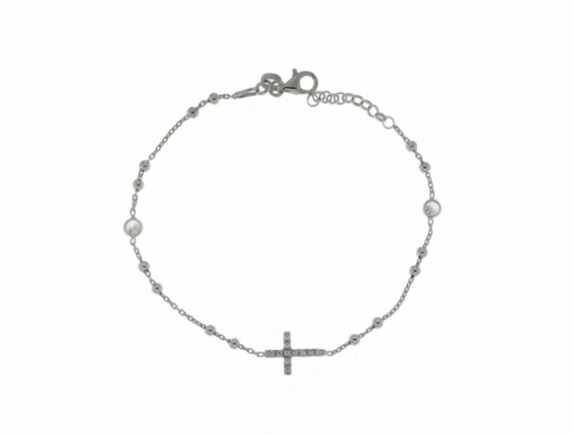 Rosary bracelet in 925% silver rhodium with Swarovski
