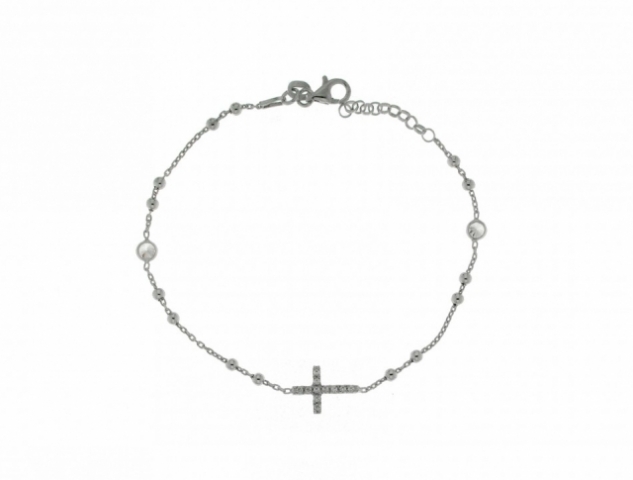Bracciale Rosario in argento 925% rodiato e Swarovski