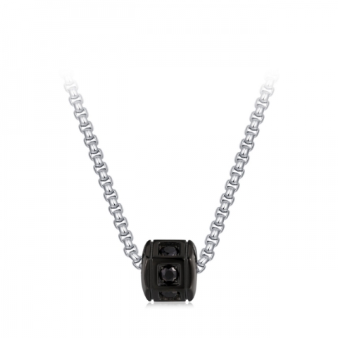 Collana da uomo S'Agapò by BrosWay collezione Hari in acciaio con cristalli neri