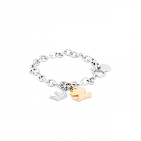 Bracciale S'Agapò by BrosWay collezione Honey Ranocchio in acciaio, pvd oro e cristalli bianchi