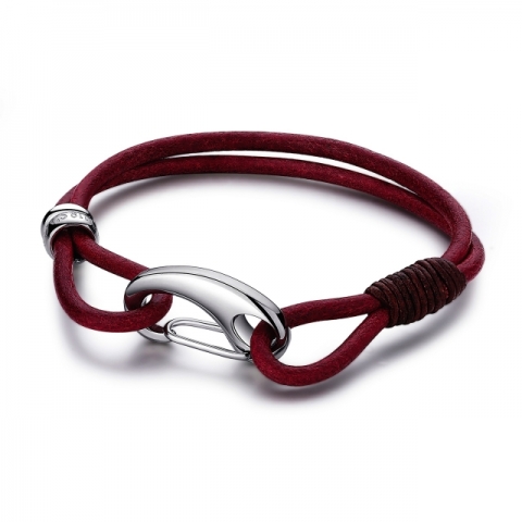 Bracciale S'Agapò by BrosWay collezione HOOK in acciaio e vera pelle