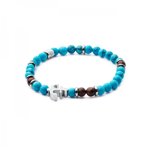 Bracciale S'Agapò by BrosWay collezione Mandala in acciaio con turchese ed occhio di tigre