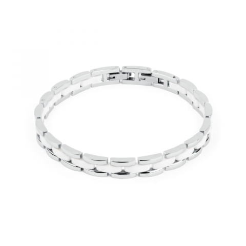 Bracciale S'Agapò by BrosWay collezione Monterey in acciaio e ceramica bianca