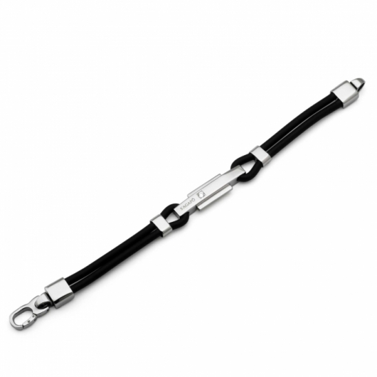 Bracciale da uomo S'Agapò by BrosWay collezione Panama in acciaio lucido cristallo e gomma