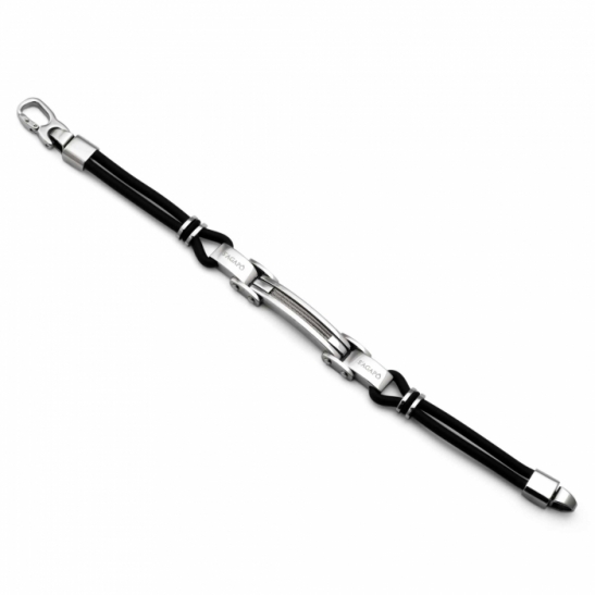 Bracciale da uomo S'Agapò by BrosWay collezione Panama in acciaio lucido satinato e gomma