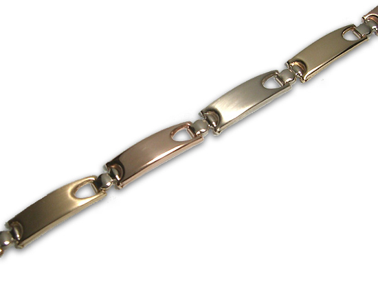 Bracciale scatolato aggangiato a 3 colori in oro 18kt