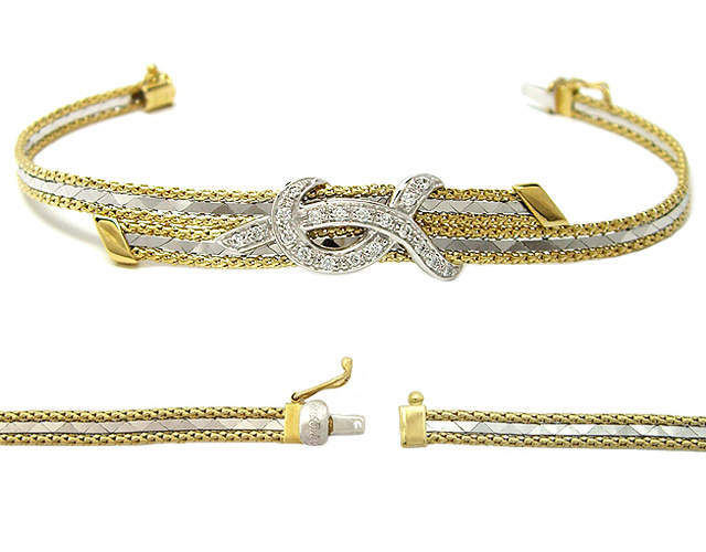 18K Yellow and White Gold Cubic Zirconia Bracelet