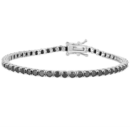 Bracciale Tennis classico in argento 925% rodiato con zirconi neri taglio brillante da 21 cm 2.50 mm