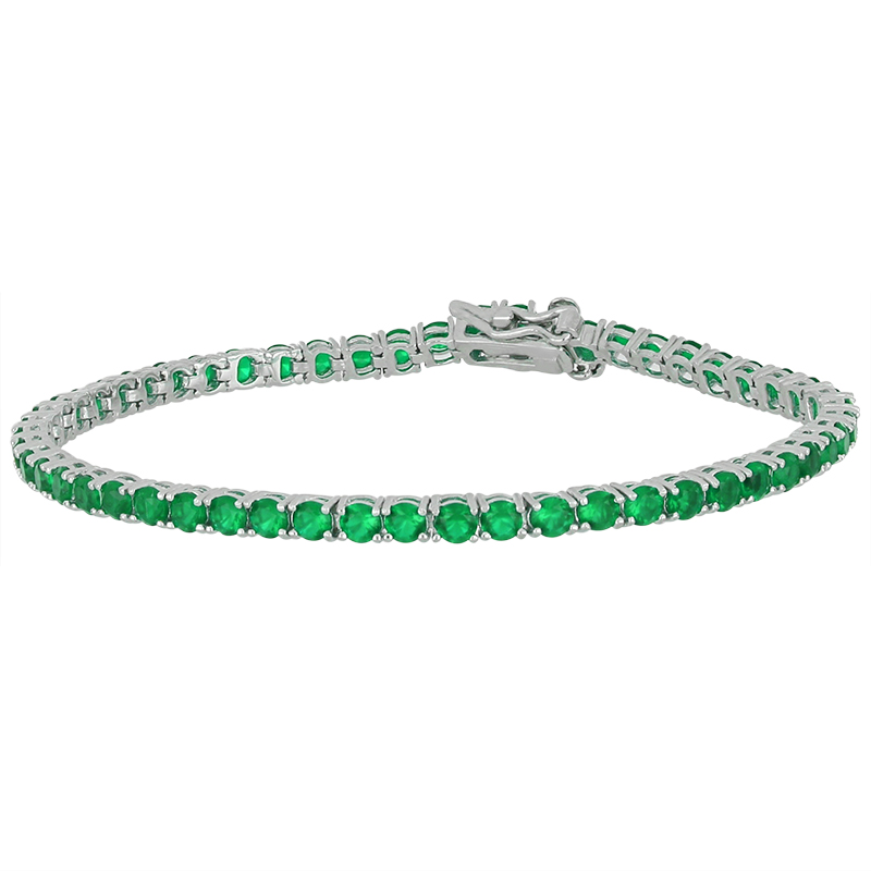 925 Silver and Green Cubic Zirconia Bracelet
