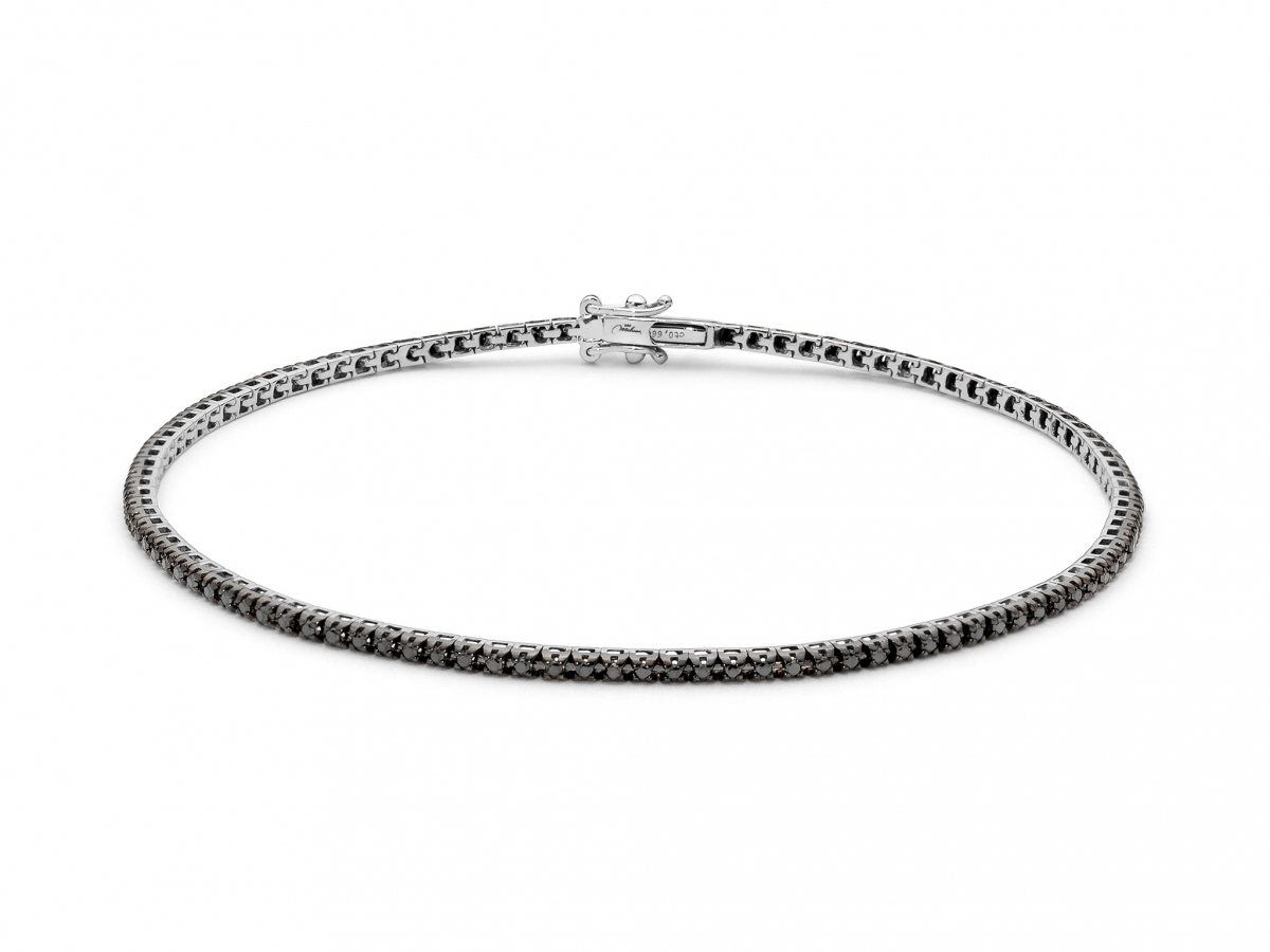Bracciale Tennis da Uomo Miluna in oro bianco 18kt con Diamanti neri e bianchi da 0.66ct BRD863
