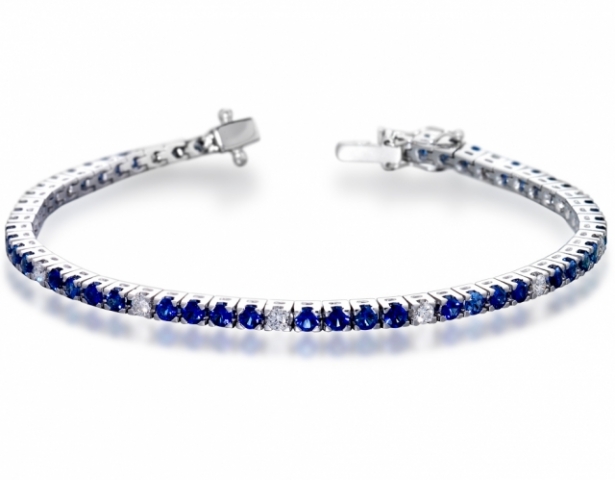 Bracciale Tennis da Uomo Roger Gems con Zaffiri e Diamanti IF da in oro bianco 18kt