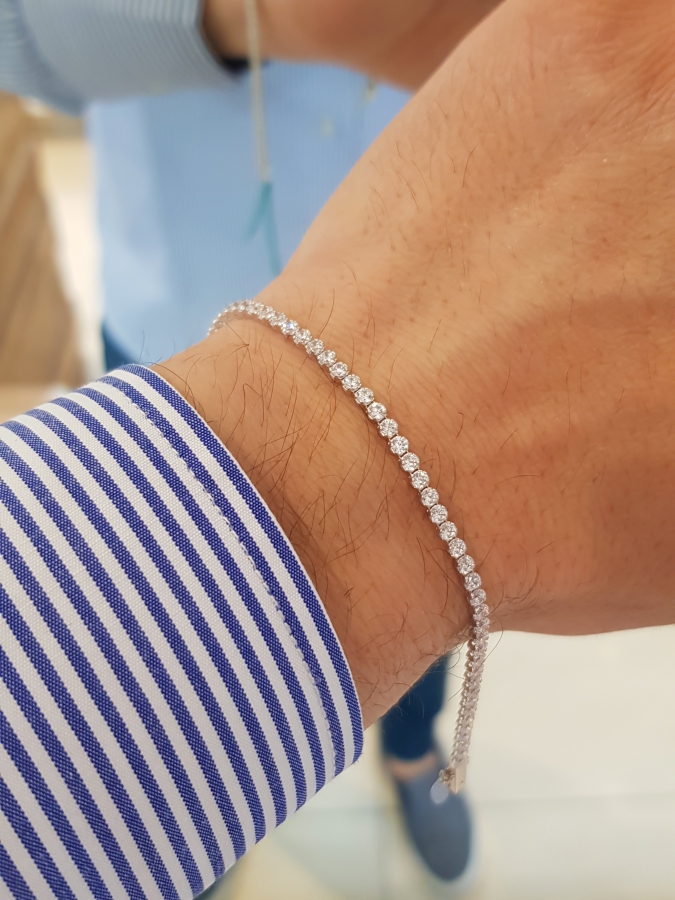 Bracciale Tennis Donna in oro bianco 18kt con Cubic Zirconia taglio brillante