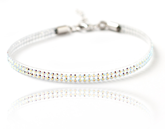 Bracciale tennis in argento 925 e tappeto di cristalli Swarovski boreale