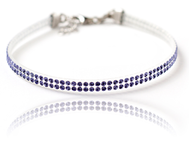Bracciale tennis in argento 925 e tappeto di cristalli Swarovski viola