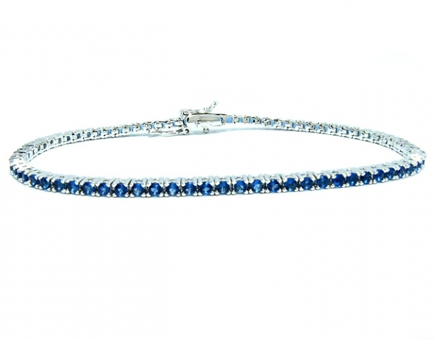 Silver and Blu Cubic Zirconia Bracelet