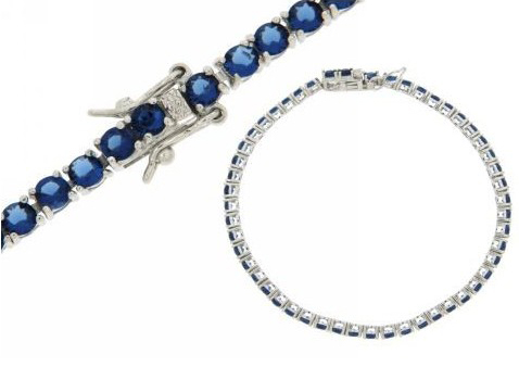 Silver and Blu Cubic Zirconia Bracelet