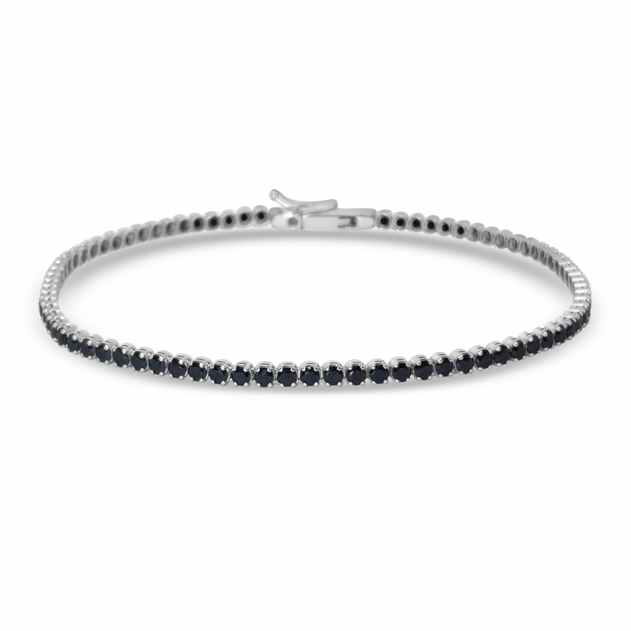 Bracciale Tennis Uomo in oro bianco 18kt con zirconi neri cz taglio brillante