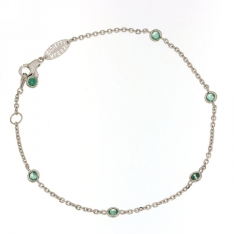 Model Tiffany bracelet in 18k White Gold and cubic zirconia green