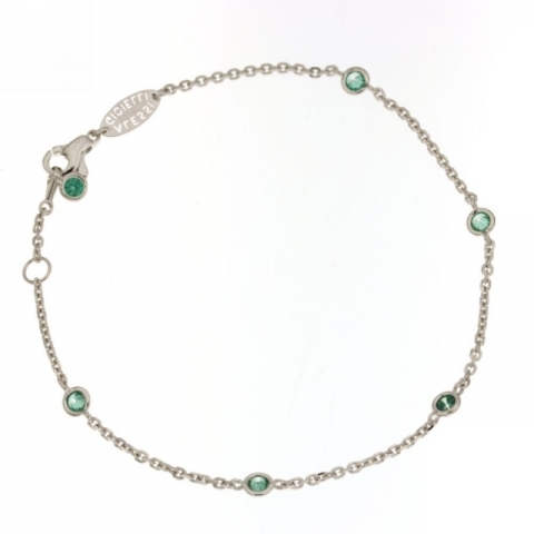Bracciale tipo Tiffany in oro bianco 18kt e zirconi verde Tiffany