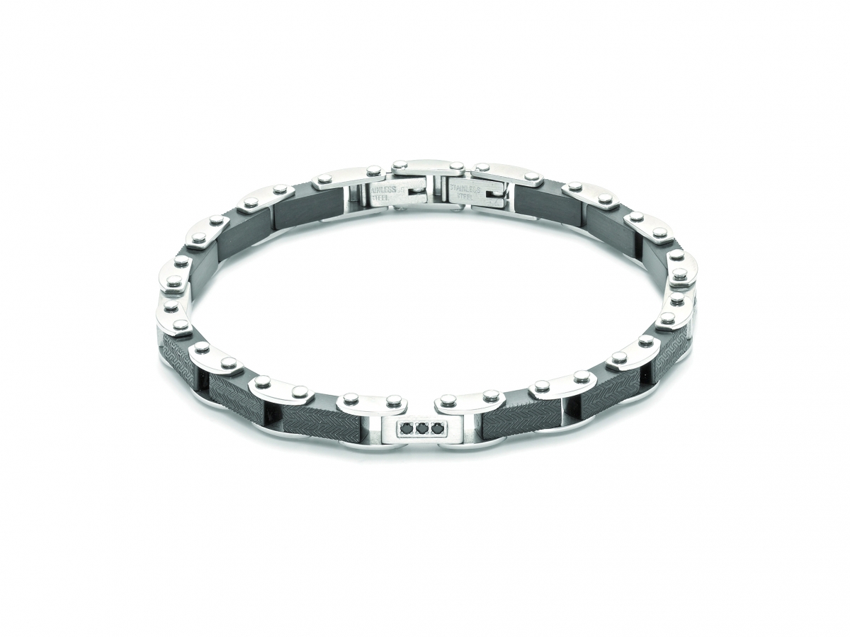 Bracciale Yukiko Uomo in acciaio con Zirconi KBRD1704