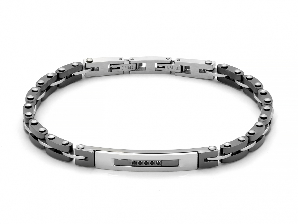 Bracciale Yukiko Uomo in acciaio e zirconi KBRD1816