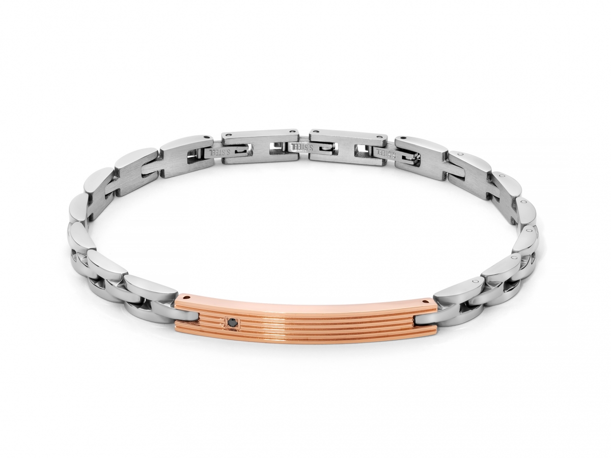 Bracciale Yukiko Uomo in acciaio e zirconi KBRD1838