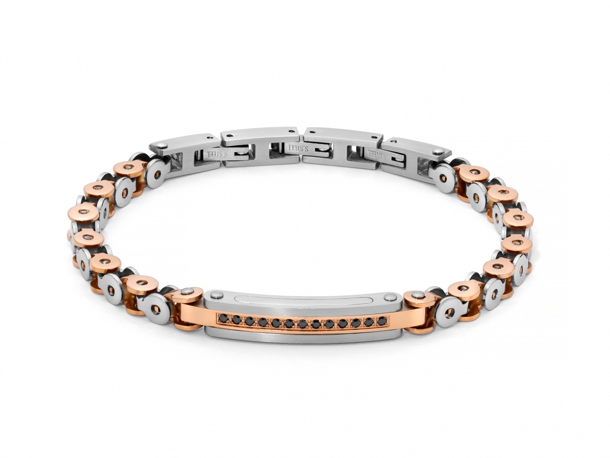 Bracciale Yukiko Uomo in acciaio e zirconi KBRD1859