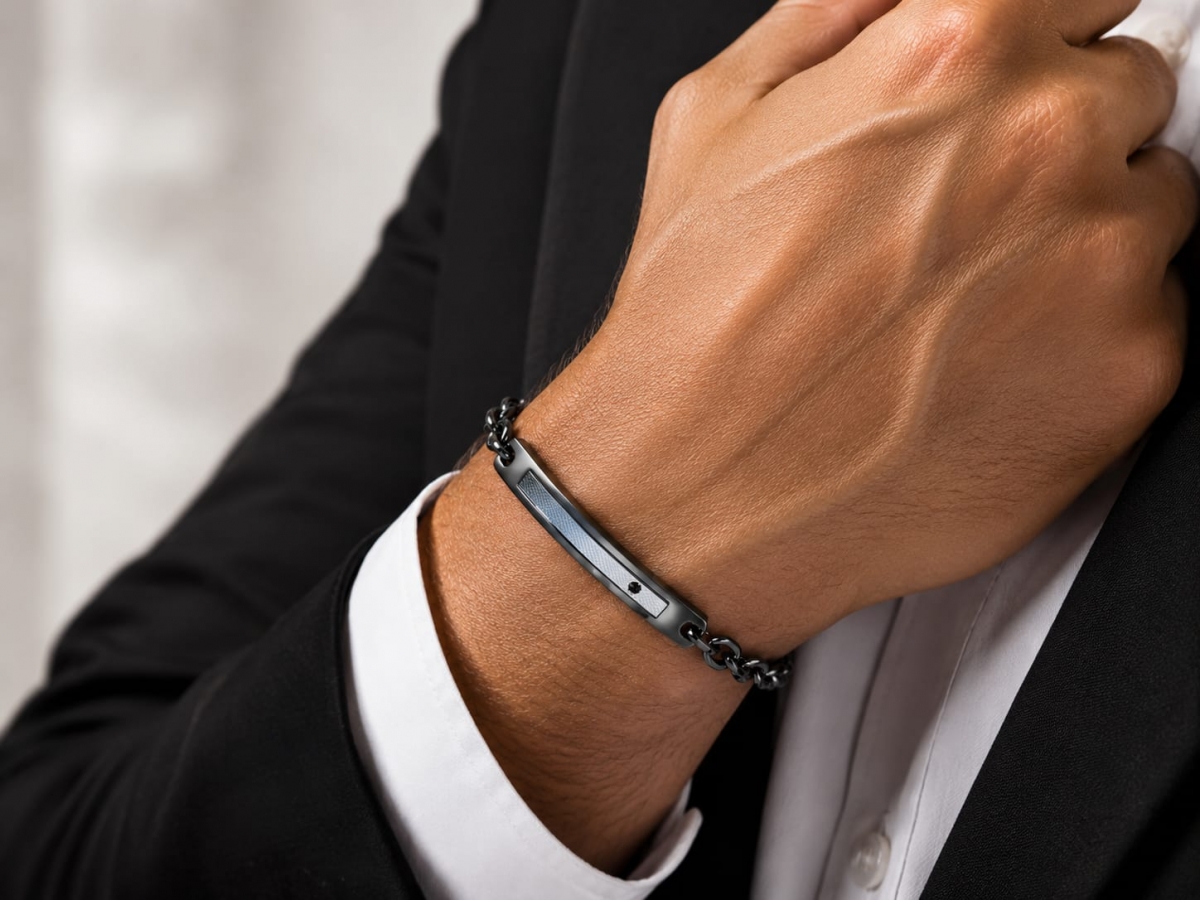 Bracciale Yukiko Uomo in Argento 925% e zircone BR820