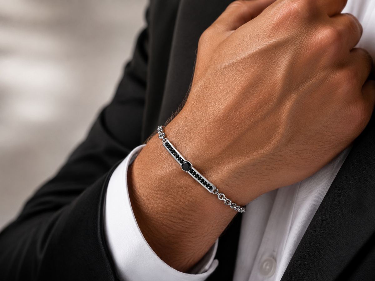Bracciale Yukiko Uomo in Argento 925% e zirconi BR801