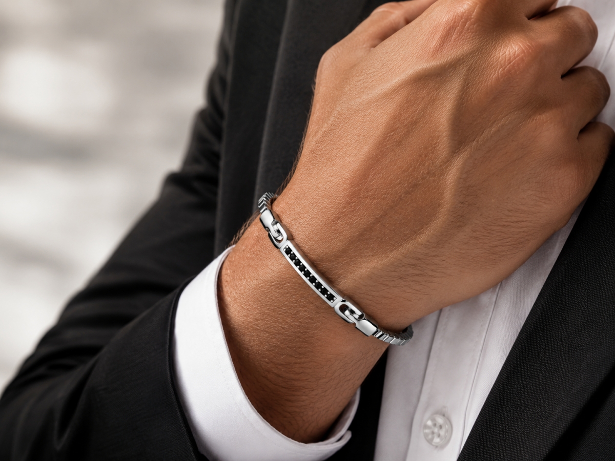 Bracciale Yukiko Uomo in Argento 925% e zirconi BR802