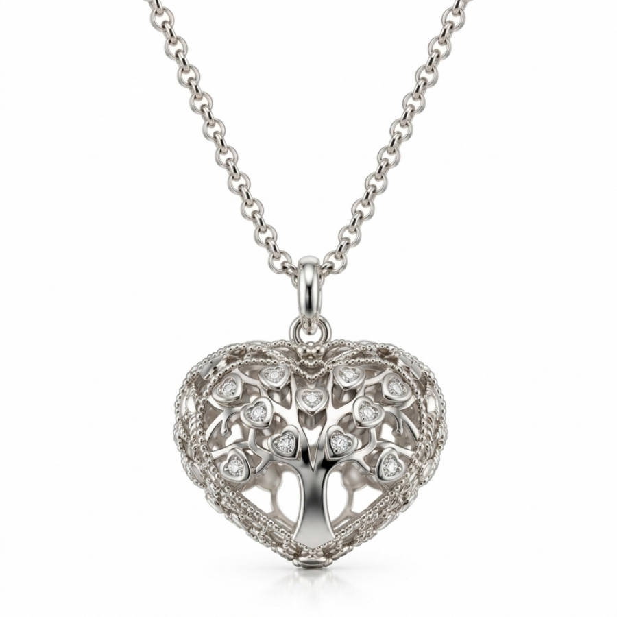 Catena lunga 100 cm con ciondolo Chiama Angeli in argento 925% rodiato bianco e Cubic Zirconia