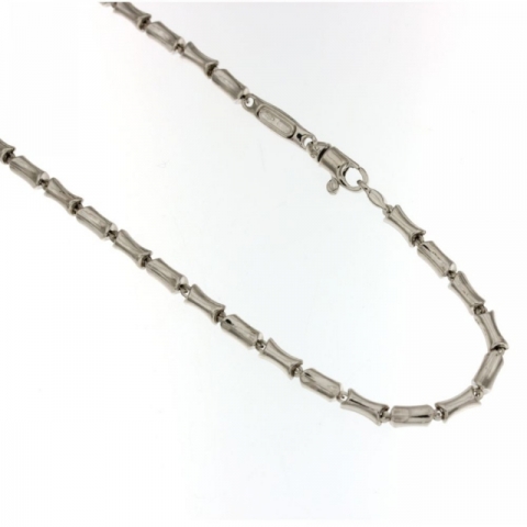 Catena vuota in oro bianco18kt modello canna di bambù a 50 cm