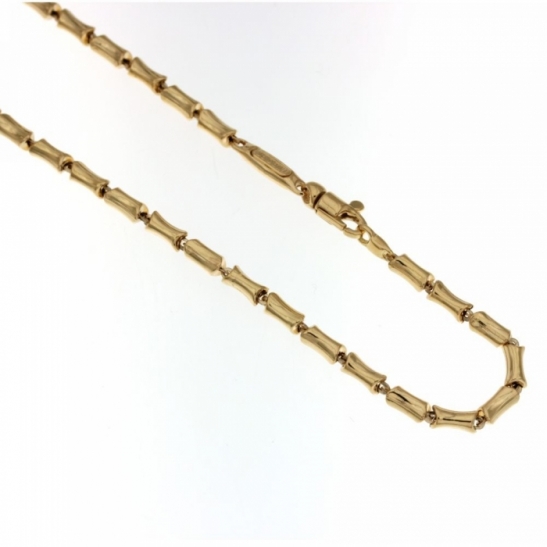 Catena vuota in oro giallo 18kt modello canna di bambù a 50 cm
