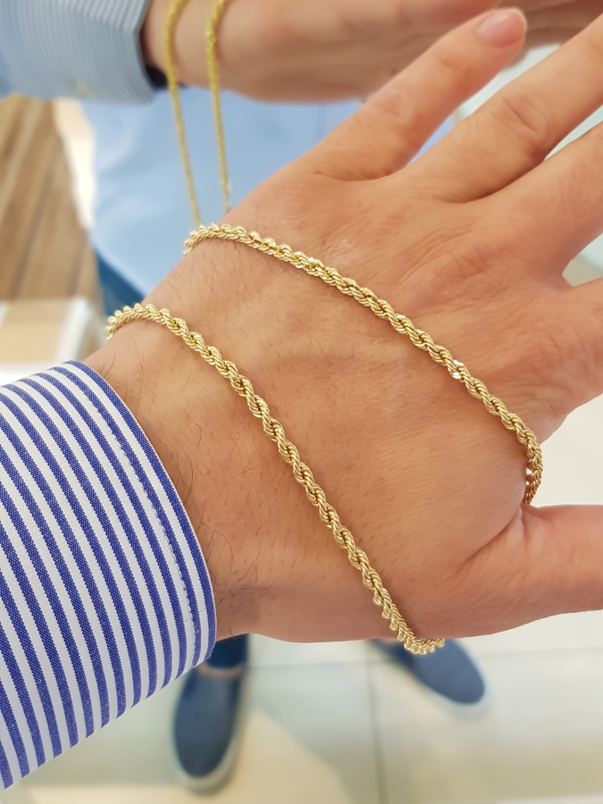 Collana a corda - fune 50 cm larga 3,20 mm in oro 18kt