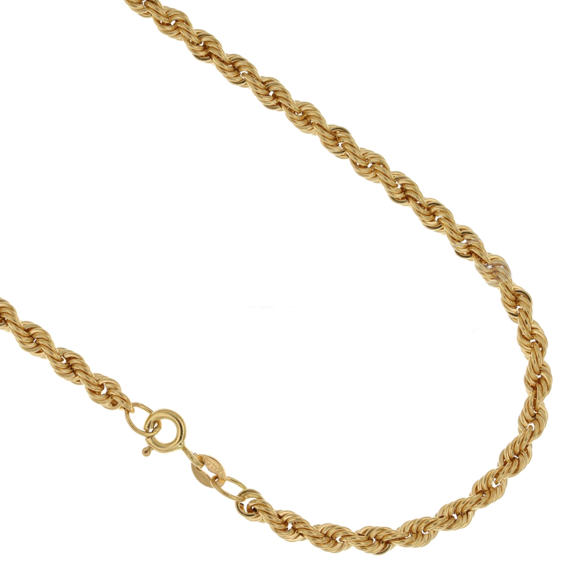 Collana a corda - fune 50 cm larga 3,20 mm in oro 18kt