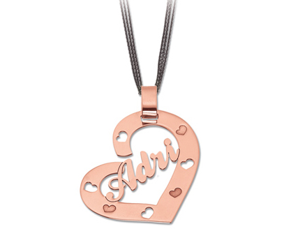 My Charm - Heart Pendant with Necklace in white, yellow or pink silver with customizable name