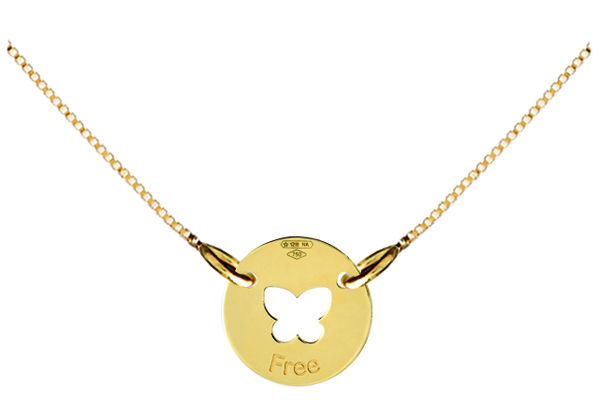 18K Yellow or White Gold Butterfly Necklace