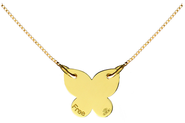 18K Yellow or White Gold Butterfly Necklace