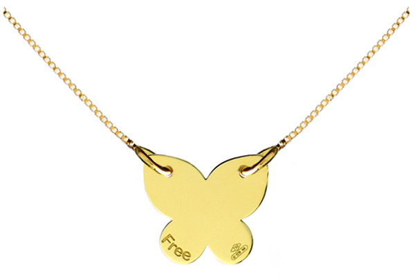Catenina con ciondolo My Charm farfallina collezione Mini Charm in oro giallo o bianco 18kt 