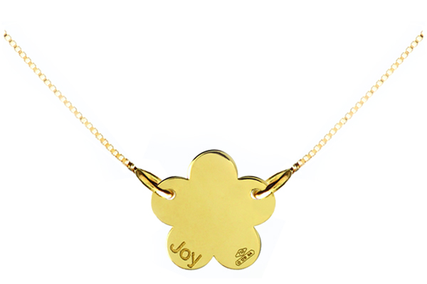 18K Yellow or White Gold Flower Necklace