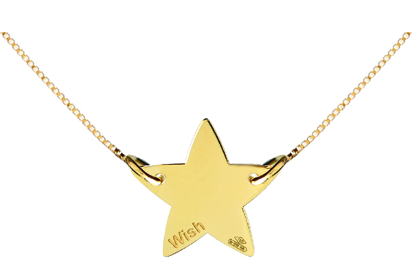 18K Yellow or White Gold Star Necklace