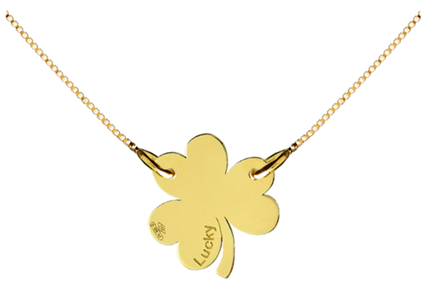 18K Yellow or White Gold Clover Necklace